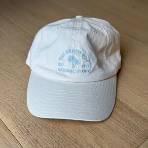 Cream Byron Bay General Store Cap with Blue Embroidery